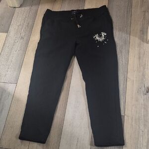 Black Jogger Pants with Silver Logo Mens TRUE RELIGION SIZE L